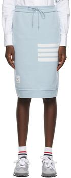 Thom Browne | Blue Cashmere Loopback 4-Bar Sack Skirt商品图片,独家减免邮费