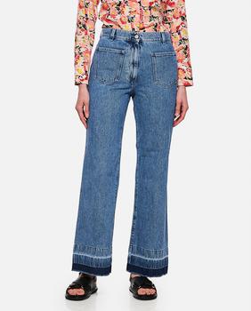 推荐Bootleg jeans with raw hem商品