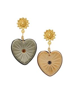 商品Athena 24K Gold-Plated, Glass & Swarovski Crystal Mismatched Heart Drop Earrings图片