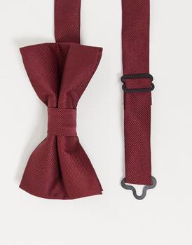 ASOS | ASOS DESIGN satin bow tie in burgundy商品图片,6.6折×额外8折x额外9.5折, 独家减免邮费, 额外八折, 额外九五折