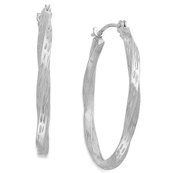 Macy's | Diamond-Cut Hoop Earrings in 10k White Gold,商家Macy's,价格¥2619