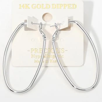 FASHNZFAB | 14K Gold Dipped Hypoallergenic Oval Hoop Earrings - Silver,商家Premium Outlets,价格¥193
