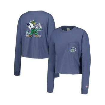 League Collegiate Wear | Women's Navy Distressed Notre Dame Fighting Irish Clothesline Midi Long Sleeve Cropped T-shirt,商家Macy's,价格¥265