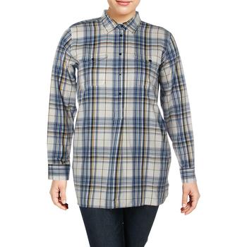 推荐Ralph Lauren Womens Plaid Long Sleeves Button-Down Top商品