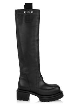Rick Owens | Bogun Leather Knee-High Boots商品图片,