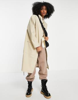 Topshop | Topshop mid length rain mac with hood in stone商品图片,