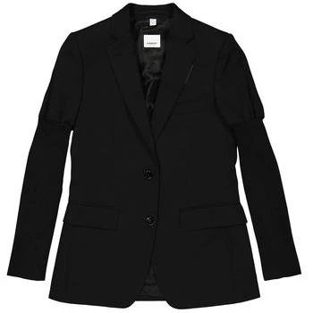 推荐Ladies Black Debby Grain De Poudre Wool Panelled-Sleeve Blazer商品