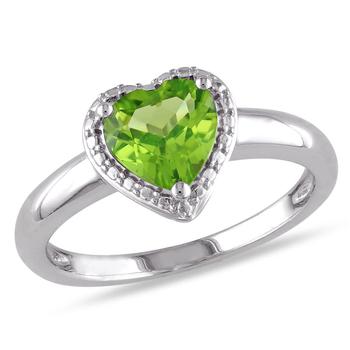商品Amour | 1 1/3 CT TGW Peridot Heart Ring in Sterling Silver,商家Jomashop,价格¥383图片