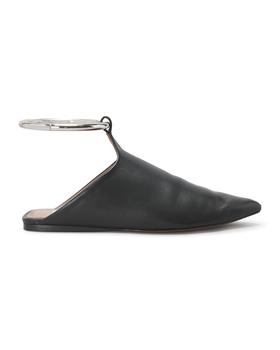 推荐La Babouche Leather Pointy-Toe Mules with Ankle Strap商品