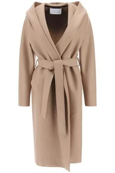 推荐Hooded robe coat in pressed wool商品