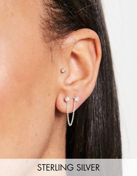 商品Kingsley Ryan | Kingsley Ryan sterling silver gemset crystal stud earrings on chain,商家ASOS,价格¥54图片