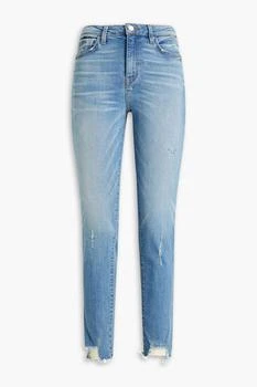 推荐Nelly cropped distressed mid-rise skinny jeans商品