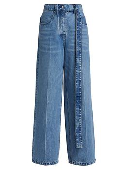 推荐Raver High-Rise Belted Wide-Leg Jeans商品