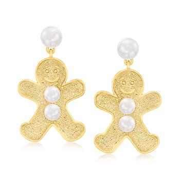 Ross-Simons | Ross-Simons 3.5-5.5mm Cultured Pearl Gingerbread Man Drop Earrings in 18kt Gold Over Sterling商品图片,7.1折