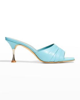 Manolo Blahnik直邮, Manolo Blahnik | Picoux Lambskin Kitten-Heel Sandals商品图片 4.8折