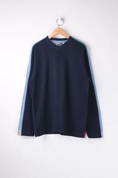 推荐Vintage Y2k Quiksilver Light & Dark Blue Striped V-Neck Sweatshirt商品