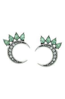 商品OLIVIA WELLES | Silver-Plated Luna Crystal Half Moon Stud Earrings,商家Nordstrom Rack,价格¥189图片