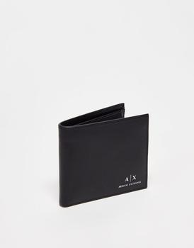 推荐Armani Exchange leather bifold wallet in black商品