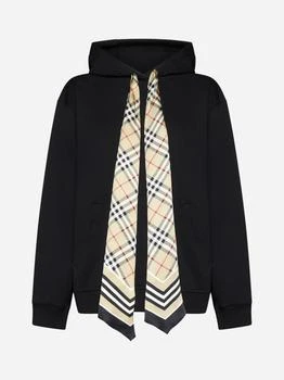 Burberry | Fern check scarf cotton hoodie 6折