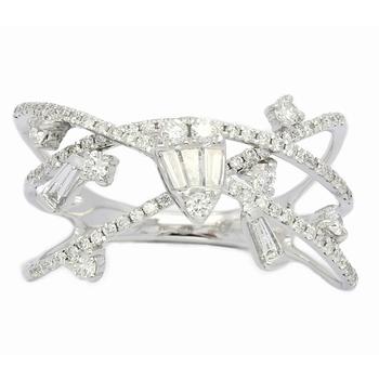 商品J Collection | New J Collection Fine Jewellery Ring W / Diamond91 Rddi 0.41 Ct5 Tpditapc 0.15 Ct18kw 2.97 Gm 18kt White Gold Silver,商家Jomashop,价格¥10240图片