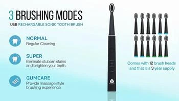 PURSONIC | Pursonic Whitening USB Rechargeable Sonic Toothbrush-12 Brush Heads,商家Premium Outlets,价格¥178