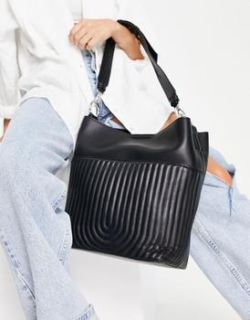 topshop包女包, Topshop | Topshop hattie quilt pocket slouch shoulder bag in black商品图片 