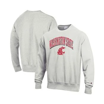 CHAMPION | Men's Heathered Gray Washington State Cougars Arch Over Logo Reverse Weave Pullover Sweatshirt 7.4折