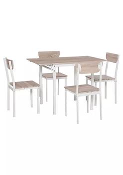 商品HOMCOM | Modern 5 Piece Dining Table Set for 4 with Foldable Drop Leaf 4 Chairs and Metal Frame for Small Spaces White,商家Belk,价格¥1621图片