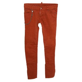 推荐Dsquared2 Rust Orange Denim Chain Detail Slim Fit Jeans S商品