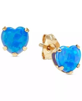 Macy's | Blue Opal Heart Stud Earrings (2 ct. t.w.) in 14k Gold,商家Macy's,价格¥707