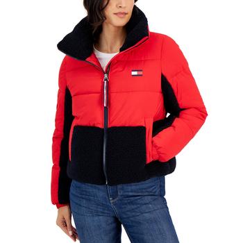 Tommy Hilfiger | Women's Colorblocked Mixed-Media Puffer Jacket商品图片,5折