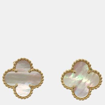 Van Cleef & Arpels, [二手商品] Van Cleef & Arpels | Van Cleef & Arpels Vintage Alhambra 18K Yellow Gold Mother of Pearl Earrings商品图片 9.5折