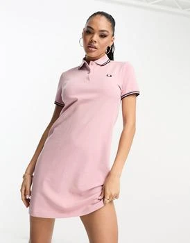 推荐Fred Perry twin tipped polo dress in pink商品