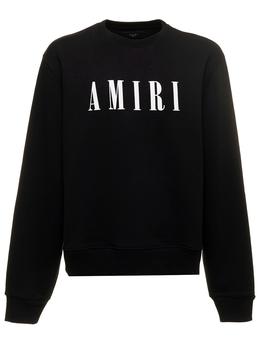 amiri卫衣, AMIRI | Amiri Man's Black Cotton Crew neck Sweatshirt with  Logo Print商品图片 8.2折