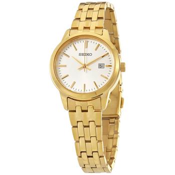 美国精工女表, Seiko | Classic Quartz White Dial Yellow Gold-tone Ladies Watch SUR412商品图片 5.4折