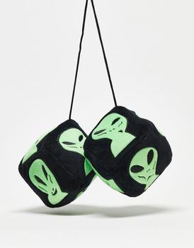 Rip N Dip | RIPNDIP we out here fuzzy dice in black with embroidered aliens商品图片,