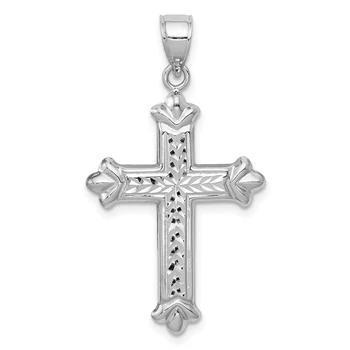 Diamond2Deal | 14k White Gold Reversible Diamond-cut Cross Pendant,商家Premium Outlets,价格¥1702