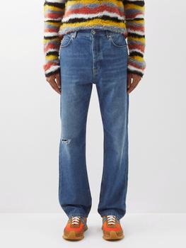 推荐Distressed straight-leg jeans商品