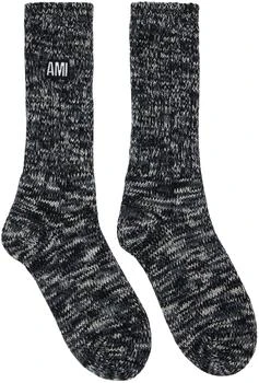 AMI | Black Marled Socks 
