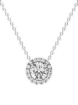 推荐14K White Gold & 1.2 TCW Lab-Grown Diamond Halo Pendant Necklace商品
