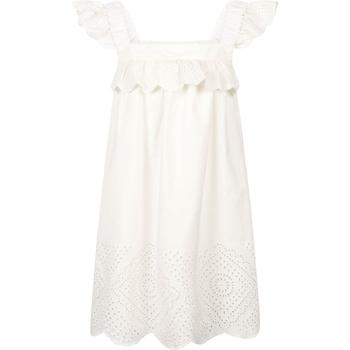 推荐Ruffled and perforated cotton dress in white商品