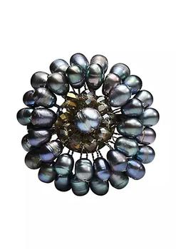 商品AeraVida Classy Freshwater Black Pearl in 925 Sterling Silver Pin Brooch图片