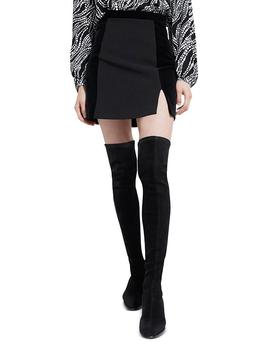 商品The Kooples | Slit Zoom Mixed Media Mini Skirt,商家Bloomingdale's,价格¥1152图片