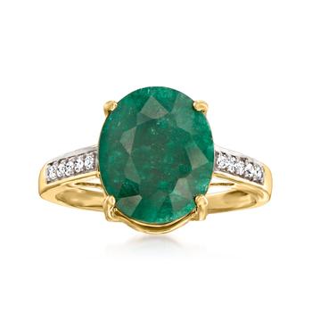 商品Canaria Emerald Ring With Diamond Accents in 10kt Yellow Gold,商家Premium Outlets,价格¥2409图片