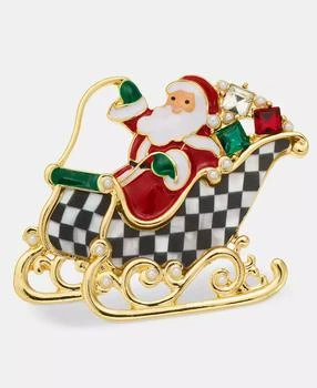 Holiday Lane | Crystal & Imitation Pearl Santa Sleigh Pin, Macy's Exclusive,商家Macy's,价格¥96