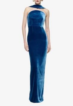 ROLAND MOURET | Strapless Velvet Sash Gown,商家Thahab,价格¥9880