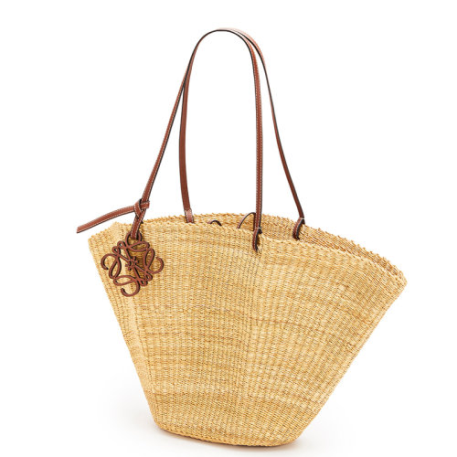 罗意威短袖衣服, Loewe | 【包税】LOEWE/罗意威 2021秋冬新款 Shell Basket系列 女士自然色/山核桃色大象草小牛皮徽标装饰手提单肩斜挎包0010552172商品图片 额外9.5折, 包邮包税, 额外九五折