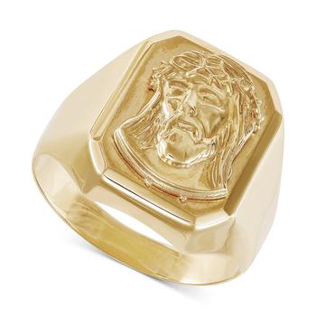 商品Men's Jesus Three-Dimensional Polished Ring in 10k Gold图片