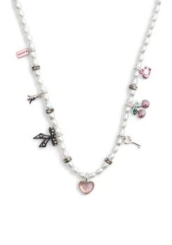 Coach | Signature Bowtique Charm Collar Pearl Necklace,商家Belk,价格¥1068