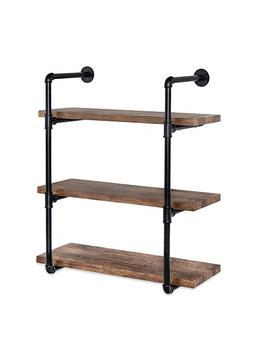 Honey Can Do | Three-Tier Black Industrial Wall Shelf商品图片,